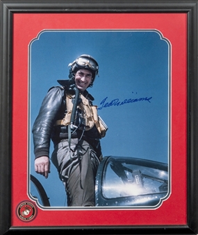 Ted Williams Signed Military Pilot Gear Photo Framed (JSA)